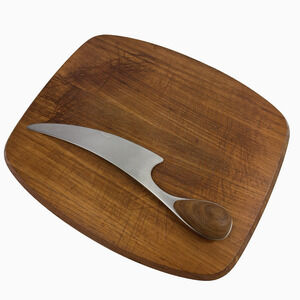 Dansk Torun Design Teak Cheese Board with Teak Handled Knife Made in Denmark